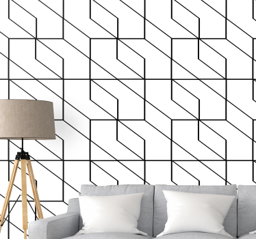 Abstracte lijnvormen geometrisch behang - TenStickers