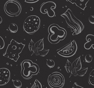 Behang keuken Pizza ingrediënt zwart - TenStickers