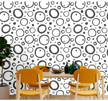 Rondjes behang Zwarte abstracte bubbels - TenStickers