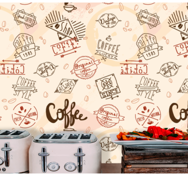 Wandbekleding Koffie pictogrammen - TenStickers