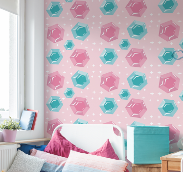 Bubbels behang met roze en blauw - TenStickers