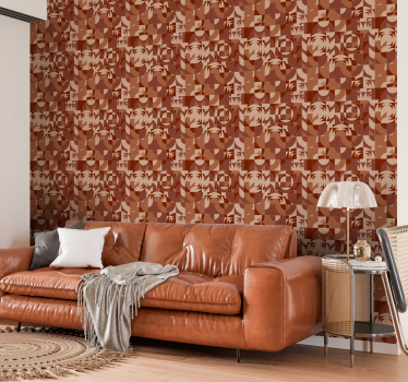 Abstract geometrisch ontwerp terracotta behang - TenStickers
