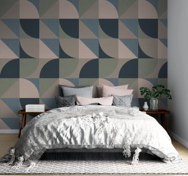 Abstract geruit hoofdeinde behang - TenStickers