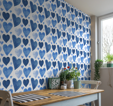 Abstract behang licht blauwe hartjes - TenStickers