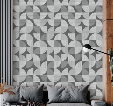 Grijze abstracte gebogen vormen geometrisch behang - TenStickers