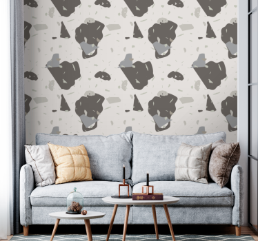 Abstracte grijze vormen behang print - TenStickers