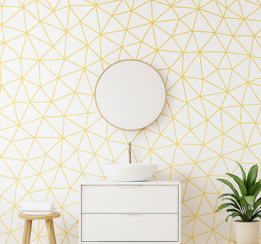 Behang driehoeken gouden geometrische prismamosaïek - TenStickers