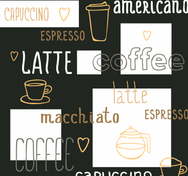 Behang keuken Decoratieve koffietekeningen - TenStickers