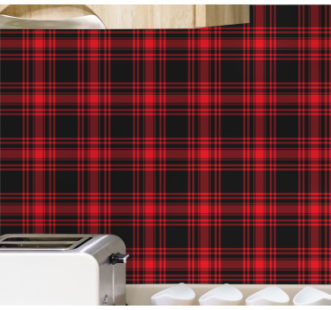Behang keuken Menzies tartan zwart rood ruitpatroon - TenStickers