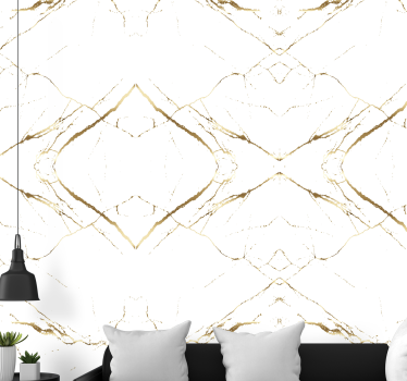 Behang marmer Gouden en wit marmer - TenStickers