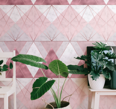 Roze en grijs marmer slaapkamer behang - TenStickers