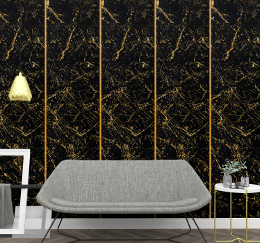 Behang marmer zwart en goud textuur - TenStickers