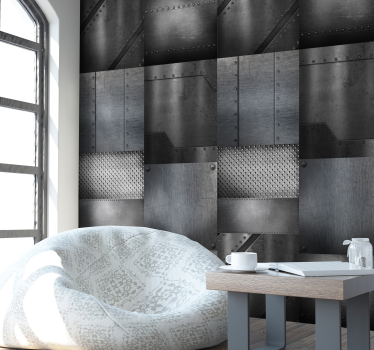 Modern behang grijs metaal - TenStickers