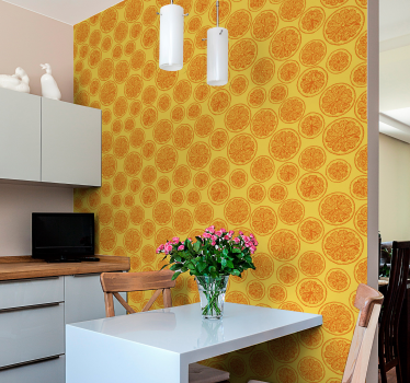 Behang Ornamentaal Oranje hand tekenen patroon - TenStickers