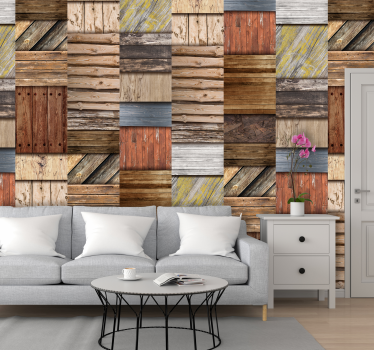 Behang met print hout uitstraling - TenStickers