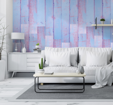 Behang met print in blauw met paars/roze - TenStickers