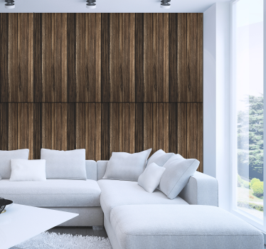 Behang met print bruin donker hout - TenStickers