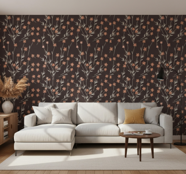 Behang print bruine bloemen kallax - TenStickers