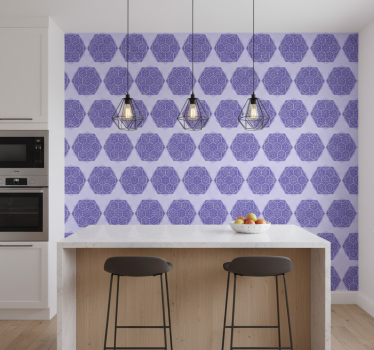 Behang print complexe paarse hexagons - TenStickers