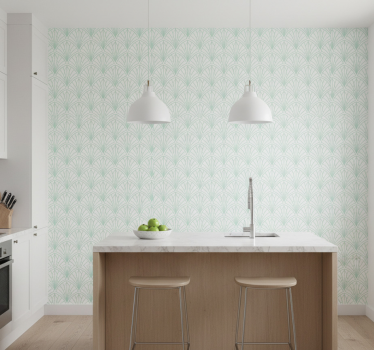Behang print geometrisch groen blad ontwerp - TenStickers