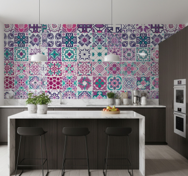 Behang print geometrisch tegelpatroon - TenStickers