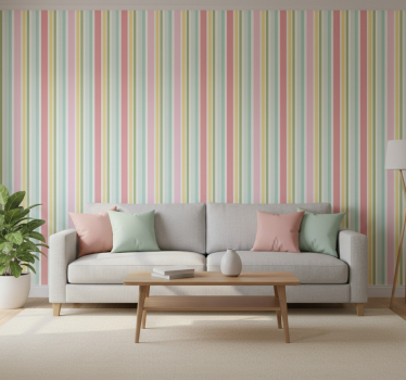 Behang print horizontaal pastel multicolor gestreept - TenStickers