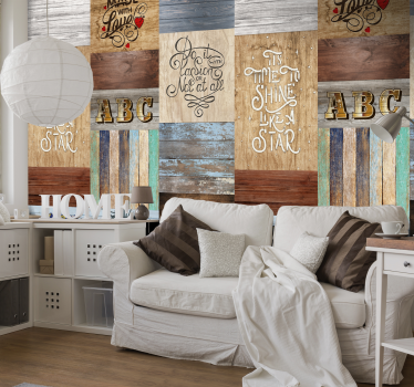 Behang met print Houten tekst - TenStickers