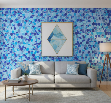 Behang print blauwe mozaïekeffect - TenStickers