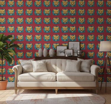 Behang print oosters stijl luipaard grafiek - TenStickers