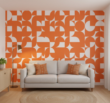 Behang print oranje cirkel geometrisch kunstpatroon - TenStickers