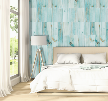 Behang met print roze blauw hout planken verticaal - TenStickers
