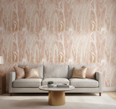 Behang print roze en gouden marmer effect - TenStickers