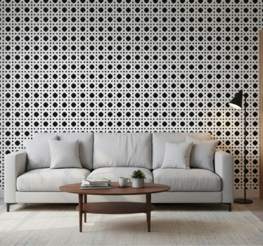 Behang print zwart-wit cannage - TenStickers