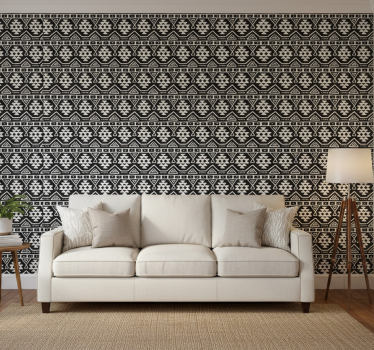 Behang print zwart-wit bohemian patroon - TenStickers