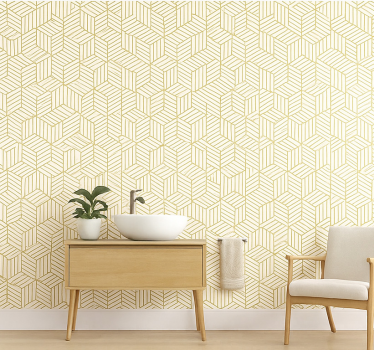 Behang vierkant gouden folie geometrische kubussen - TenStickers
