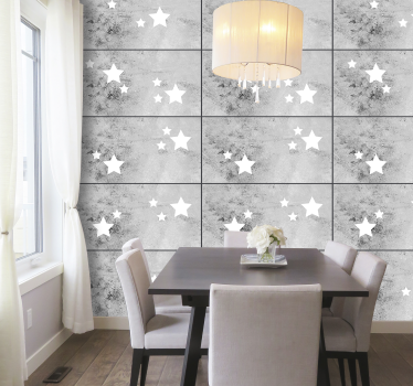 Behang betonlook grijs beton met sterretjes - TenStickers
