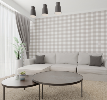 Beige en wit patroon behang vierkant - TenStickers