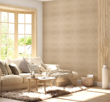 Beige stof patroon behang woonkamer - TenStickers