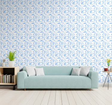 Blauwe cirkelvormige patronen stippen behang - TenStickers