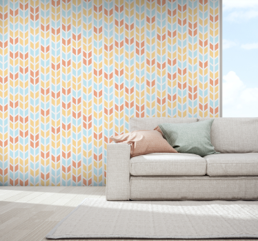 Blauwe en beige pijlen geometrisch behang - TenStickers