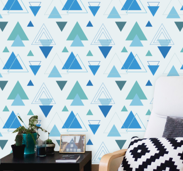 Blauwe moderne vormen behang driehoeken - TenStickers