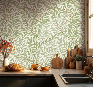 Botanische groene planten keuken behang - TenStickers