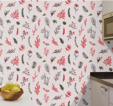 Roze botanische kenmerken keuken behang - TenStickers
