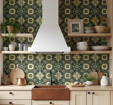Botanische mozaïektegels keuken behang - TenStickers