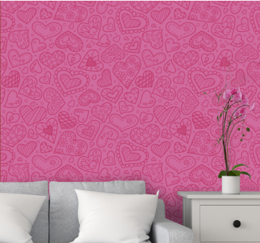 Charmante hartvormen behang roze - TenStickers