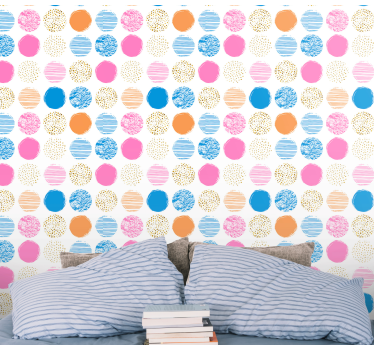 Cirkelarray met patroon stippen behang - TenStickers
