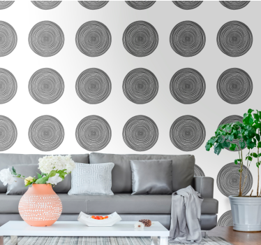 Cirkelvormige houtpatronen behang print - TenStickers