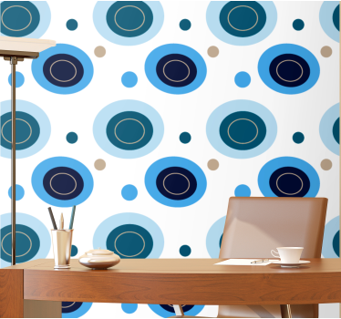 Cirkelvormige abstracte motieven stippen behang - TenStickers