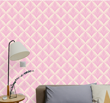 Behang roze met ornamentale bladeren - TenStickers
