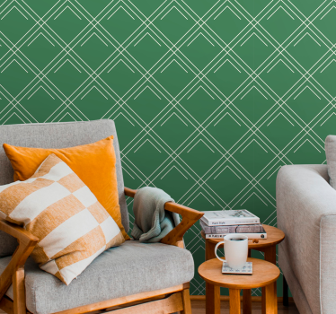 Diagonaal groen motief geometrisch behang - TenStickers